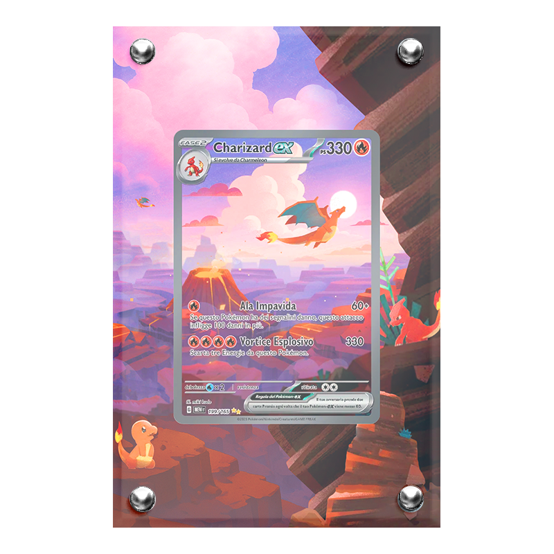 Extended artwork Charizard EX 199 (151) in case acrilico