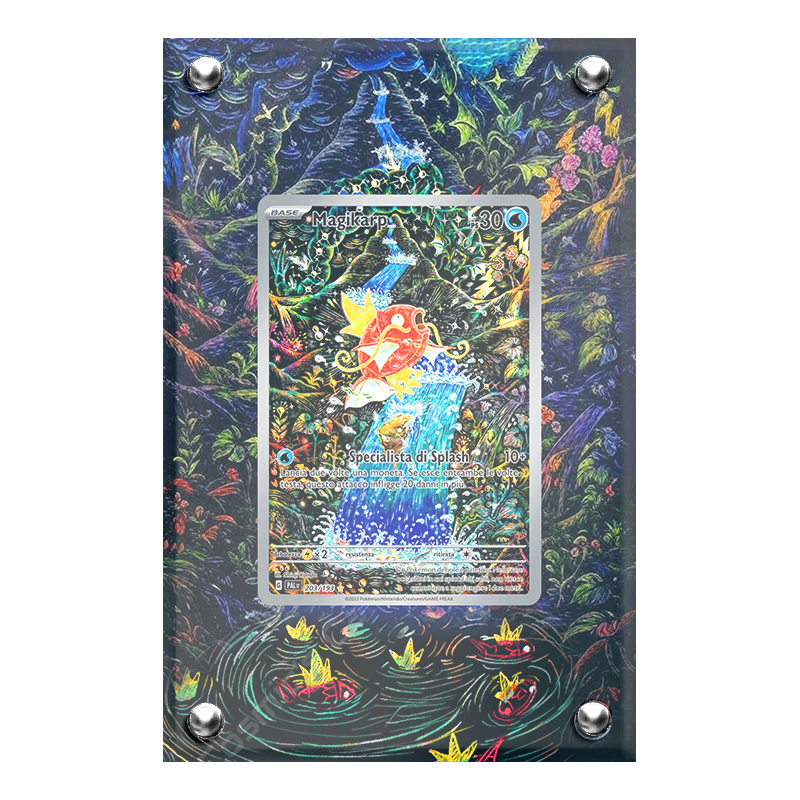 Extended artwork Magikarp 203 Evoluzioni a Paldea in case acrilico, Artworks di Headshot Trading Cards