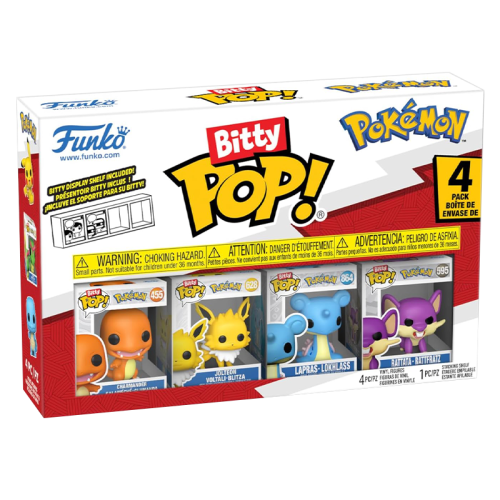 Pokémon Funko Bitty Pop con Charmander, Jolteon, Lapras e Rattata in confezione da 4