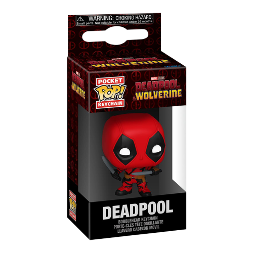 Portachiavi Funko Pocket Pop Marvel Deadpool con costume rosso e nero di Headshot Trading Cards