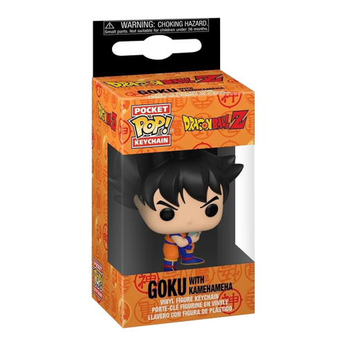 Portachiavi Funko Pocket Pop Dragon Ball Z Goku con Kamehameha di Headshot Trading Cards