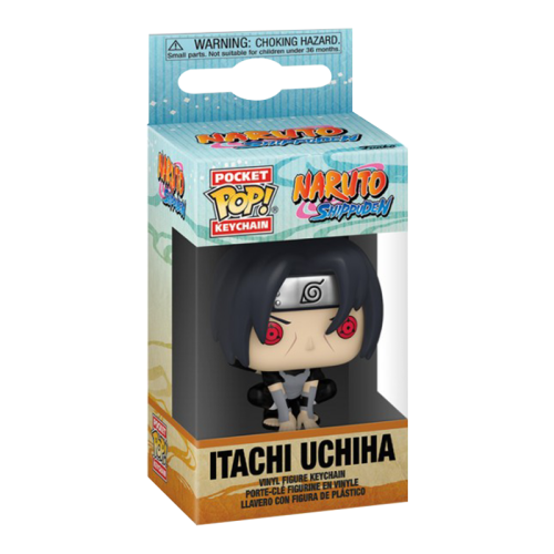 Portachiavi Funko Pocket Pop Naruto Itachi Uchiha con mantello dell’Akatsuki.